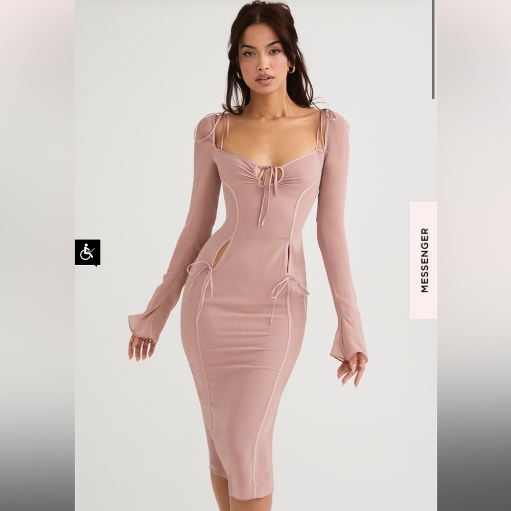 House of Cb Ophelia Blush Cutout Midi Dress - flaws